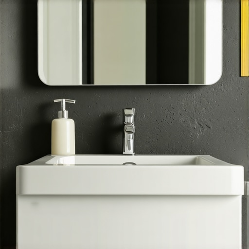 Modern wall-mounted vanity with sleek storage solutions in small bathroom