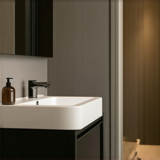 Contemporary vanity with smart storage solutions Modern bathroom vanity showcasing innovative storage and sleek design