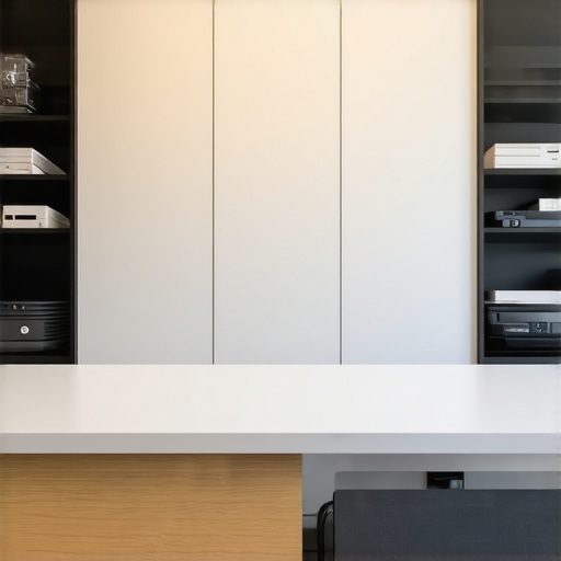 Interior view of a sleek modern built-in storage unit in a home
