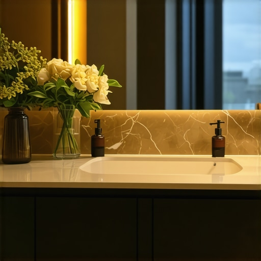 Elegant bathroom vanity showcasing smart technology and durable finishes