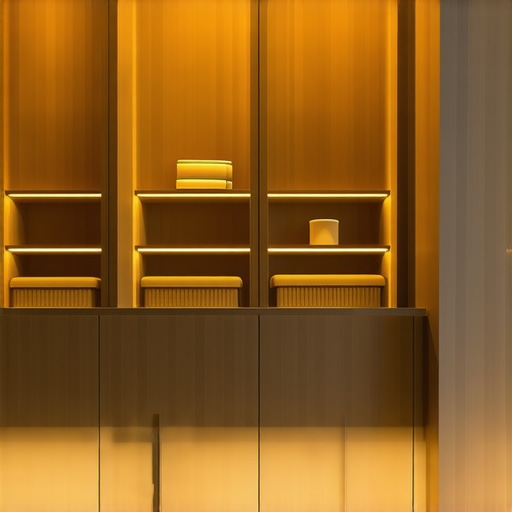 Modern built-in storage unit with sleek design and integrated lighting in a contemporary home