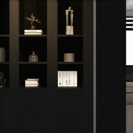 High-end modern built-in storage integrated with smart technology and eco-friendly materials in a luxury home.