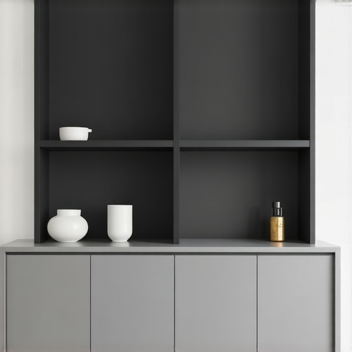Contemporary home interior showcasing sleek built-in cabinets with hidden compartments and smart storage.