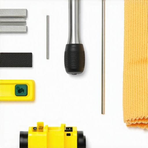Tools for maintaining built-in cabinets, including screwdriver, level, shims, and cleaning cloth.