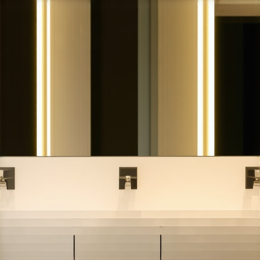 Contemporary bathroom featuring built-in vanity and storage solutions