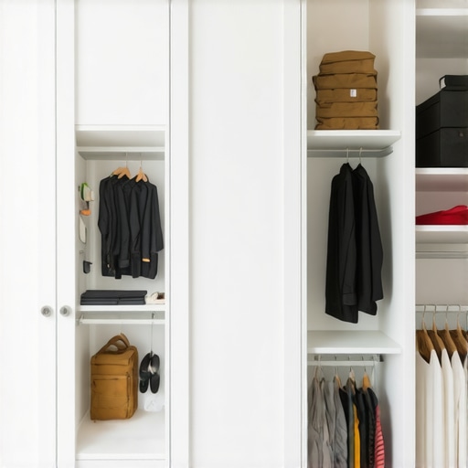 Interior view of a modern home featuring custom built-in cabinets and storage solutions.