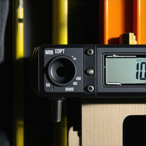 A digital level and precision wrench on a workbench