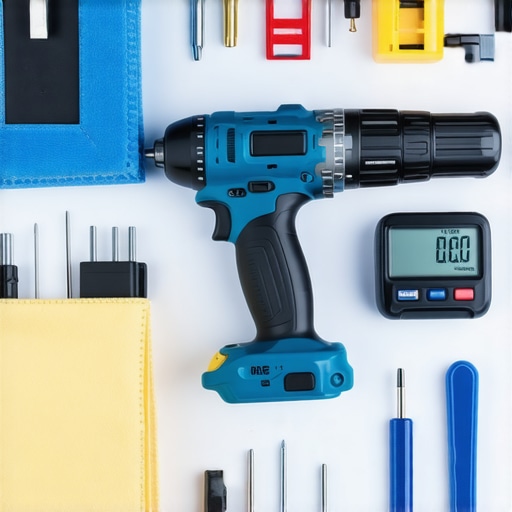 A collection of high-quality tools for home maintenance displayed on a workbench.