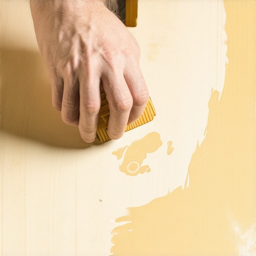 Hands applying varnish to wooden entryway storage bench for durability and shine.