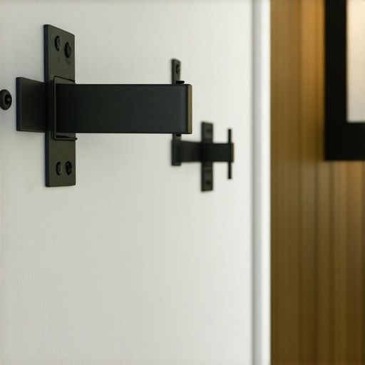 Close-up of steel cleats securely mounted on a bathroom wall supporting a floating vanity.