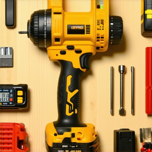 Cordless drill and digital level on a workbench used in vanity installation and maintenance.