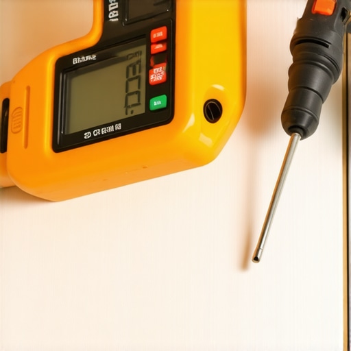 A digital level and torque screwdriver measuring and tightening vanity mounts
