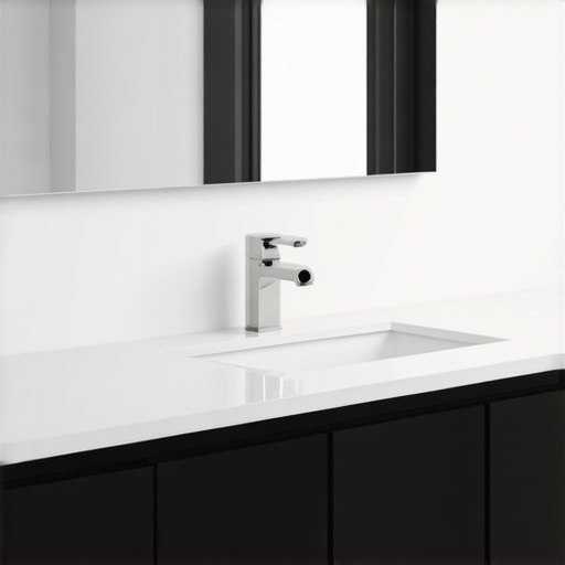 Modern bathroom vanity showing hidden wiring using raceways.