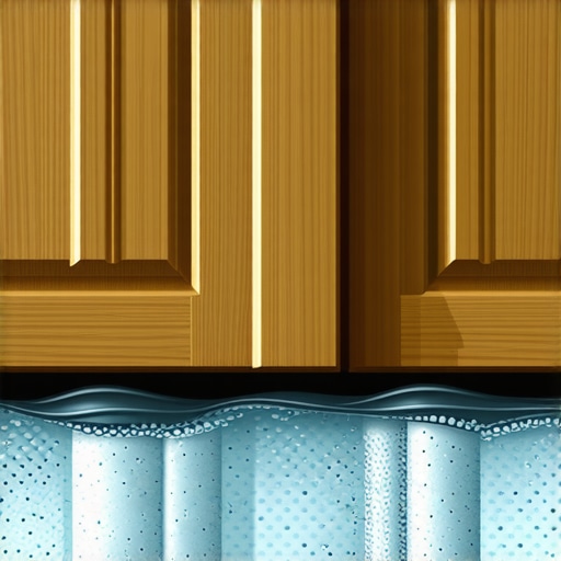 A detailed view of waterproof plastic sheeting installed beneath a bathroom cabinet to prevent water damage.