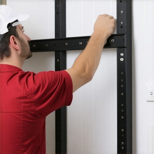 Installation of steel braces securing bathroom vanity to wall for stability