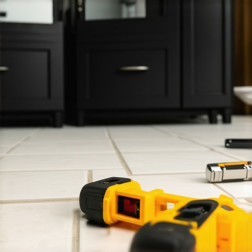 How to Level a Double Vanity on Slanted Bathroom Tile Without Shims Showing