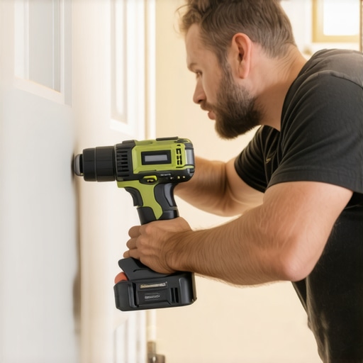 Impact Driver for Vanity Support Homeowner securing vanity supports with impact driver