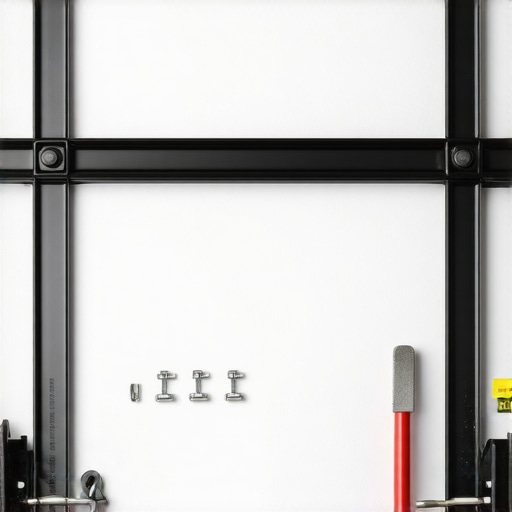 Detailed image showing steel plates being installed on plaster wall for heavy shelf support.