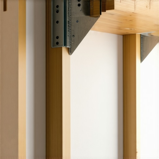 Steel and lumber reinforcement behind drywall for support Steel brackets and lumber framing supporting built-in shelves behind drywall