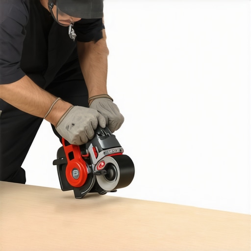 A craftsman working with angle grinder and laser level on a custom bathroom vanity.