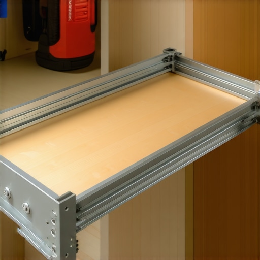Installing Heavy-Duty Drawer Slides A person installing heavy-duty drawer slides into a garage cabinet, illustrating step-by-step process