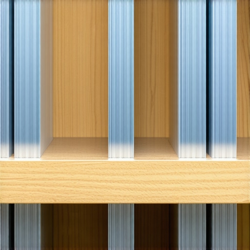 Detailed view of internal steel ribs mounted within a wooden bookshelf for reinforcement.