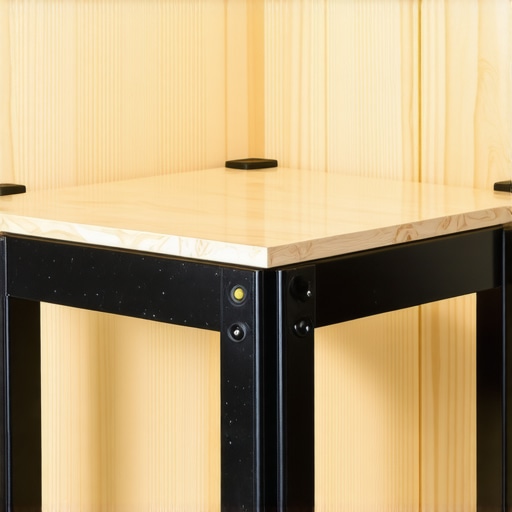 Close-up of steel braces reinforcing a custom-built vanity for durability