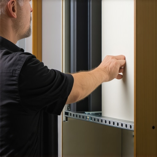 Hidden Steel Brackets for Built-ins Installers attaching steel brackets inside cabinetry for reinforced support