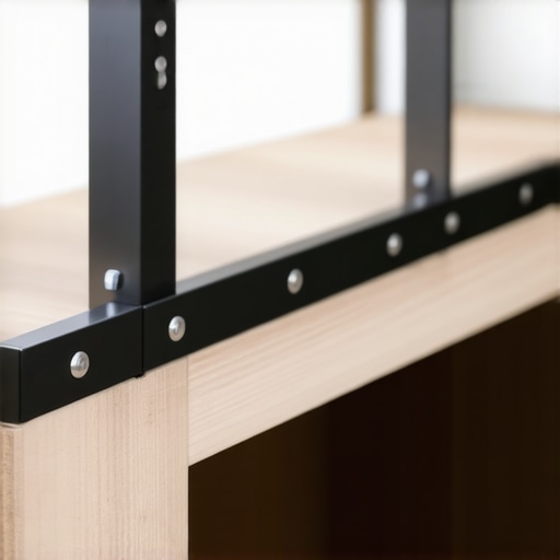 Interior view showing steel supports inside a custom-built vanity for stability