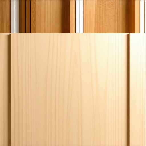 Close-up of plywood ledger attached to wall studs for sturdy shelf support.