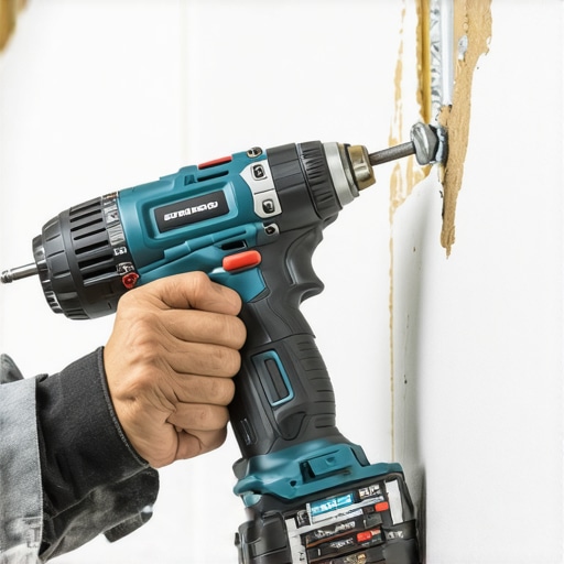 Person inserting toggle bolt into drywall with drill during mirror installation