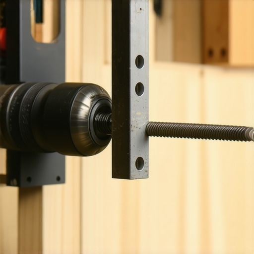 Professional drill and steel reinforcement brackets ready for installation