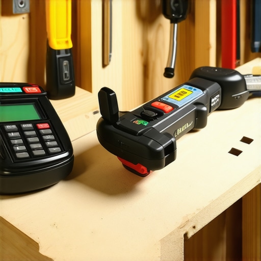 A set of advanced woodworking tools laid out on a workshop table, ready for cabinetry work.