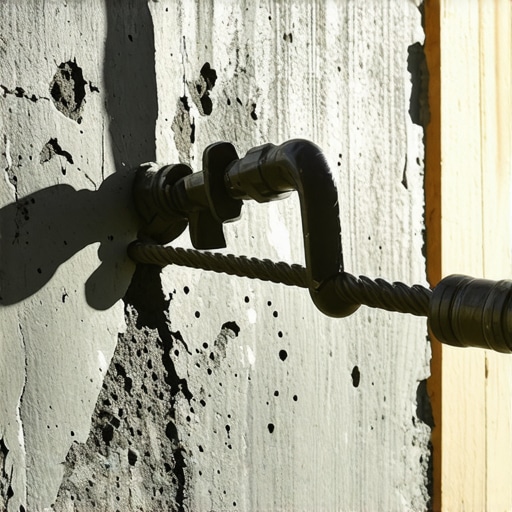 Detailed image of drilling into concrete for anchoring heavy safe cabinets