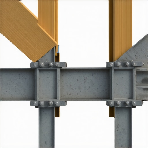 A detailed view of reinforced miter joints with hidden steel supports in built-in cabinetry.