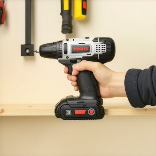 Using a cordless drill for built-in support reinforcements A person securing support brackets inside a built-in storage unit with a cordless drill