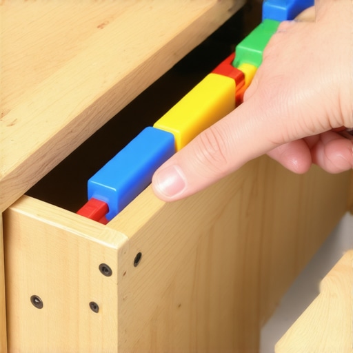 Close up of hands adjusting the tension lever on a soft-close drawer runner