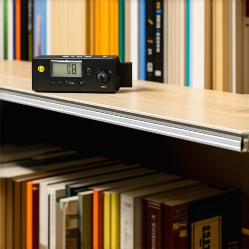 Professional checking for shelf sag with a digital inclinometer and straight-edge.