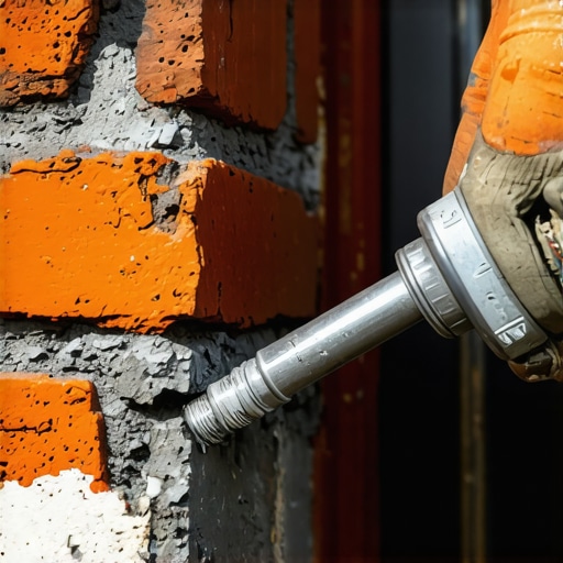 Close-up of epoxy resin injection for heavy-duty masonry anchoring