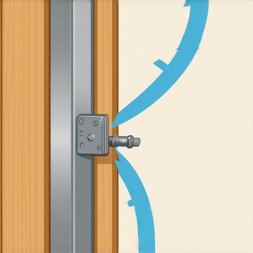 A technical schematic showing an L-shaped steel bracket supporting a floating bathroom vanity from inside the wall studs.