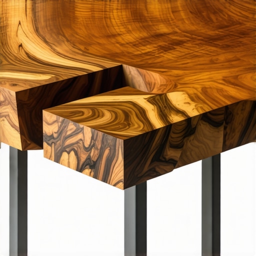 Cross-section showing how a steel reinforcement bar is embedded inside a wood tabletop to prevent sagging.