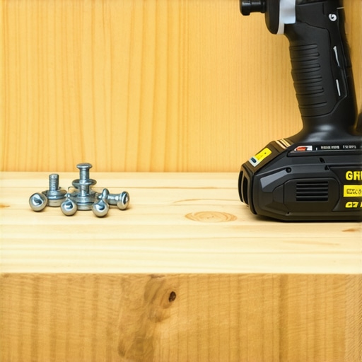 Essential Tools for Structural Built-in Success Impact driver and structural screws on a custom oak mudroom bench