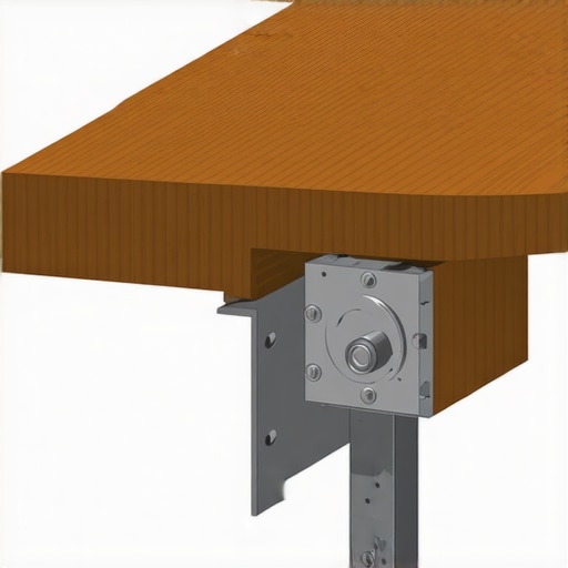 Cross-section of floating bench with internal torsion box and steel brackets.