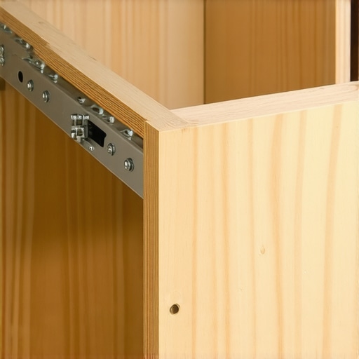 Professional installation of high-capacity undermount drawer slides on a custom kitchen pantry unit.