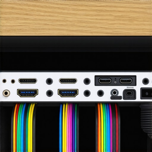 Cross-section of a custom media cabinet illustrating the hidden vertical cable chase and false back panel design.