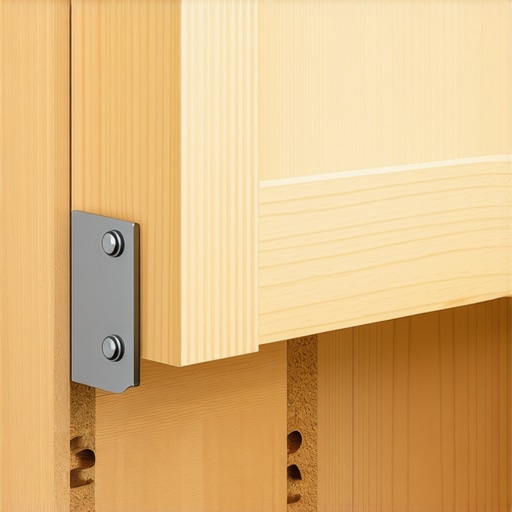 Steel L-bracket anchoring a cabinet base to the subfloor