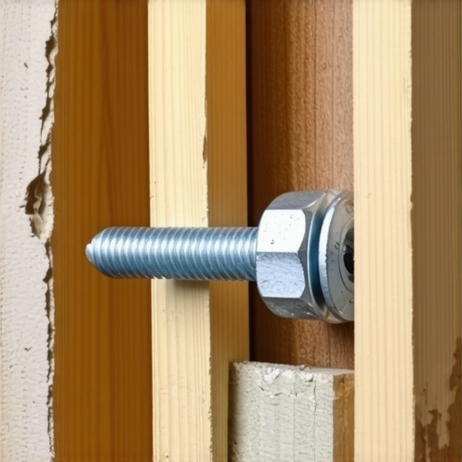 A metal toggle bolt expanding behind wooden lath for secure anchoring in old walls