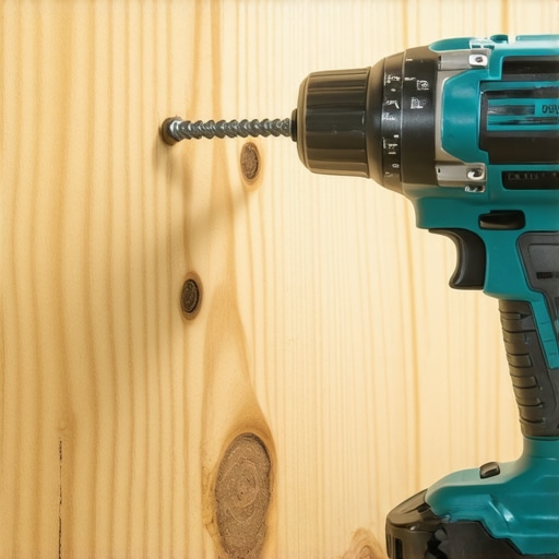 Close-up of a professional impact driver securing a heavy-duty garage storage rack with structural screws.