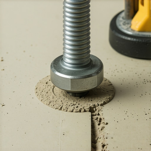 Close up of steel expansion bolt for pantry floor anchoring