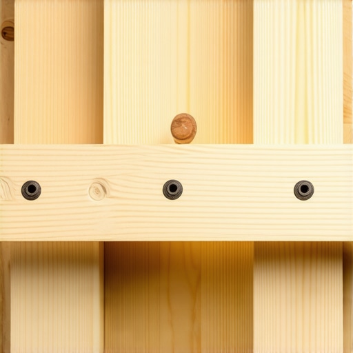 A close-up view showing a wooden ledger board being secured to wall studs using structural lag bolts for a mudroom bench.